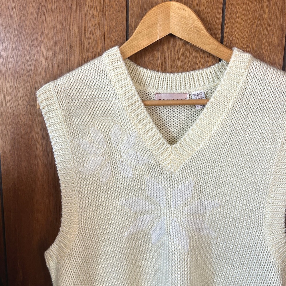 Vintage Decouve‎ Sweater Vest Womens L Knit Acrylic Angora Blend Sleeveless